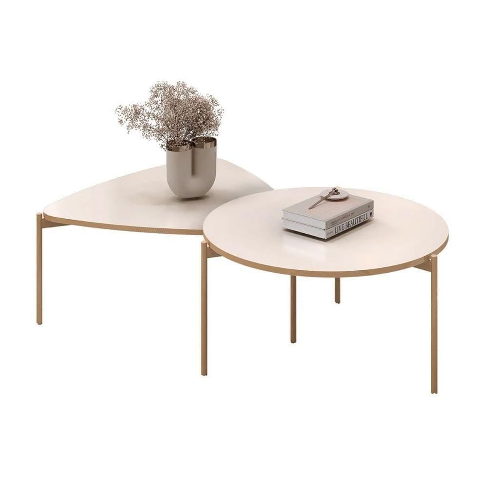 Mesa Centro Sala Iza E Bela Off White-off White - Dj Móveis