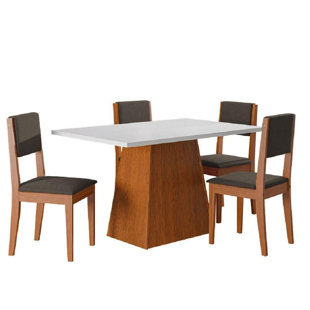 Conjunto Sala De Jantar Mesa 1,36m 4 Cadeiras Trento Dobuê