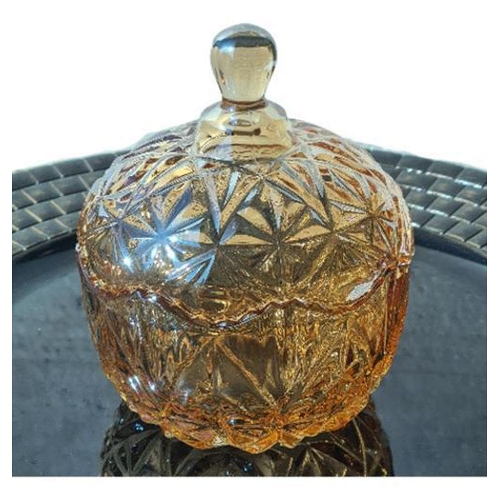 Potiche Bomboniere Vidro Âmbar Tampa Requinte 13X11