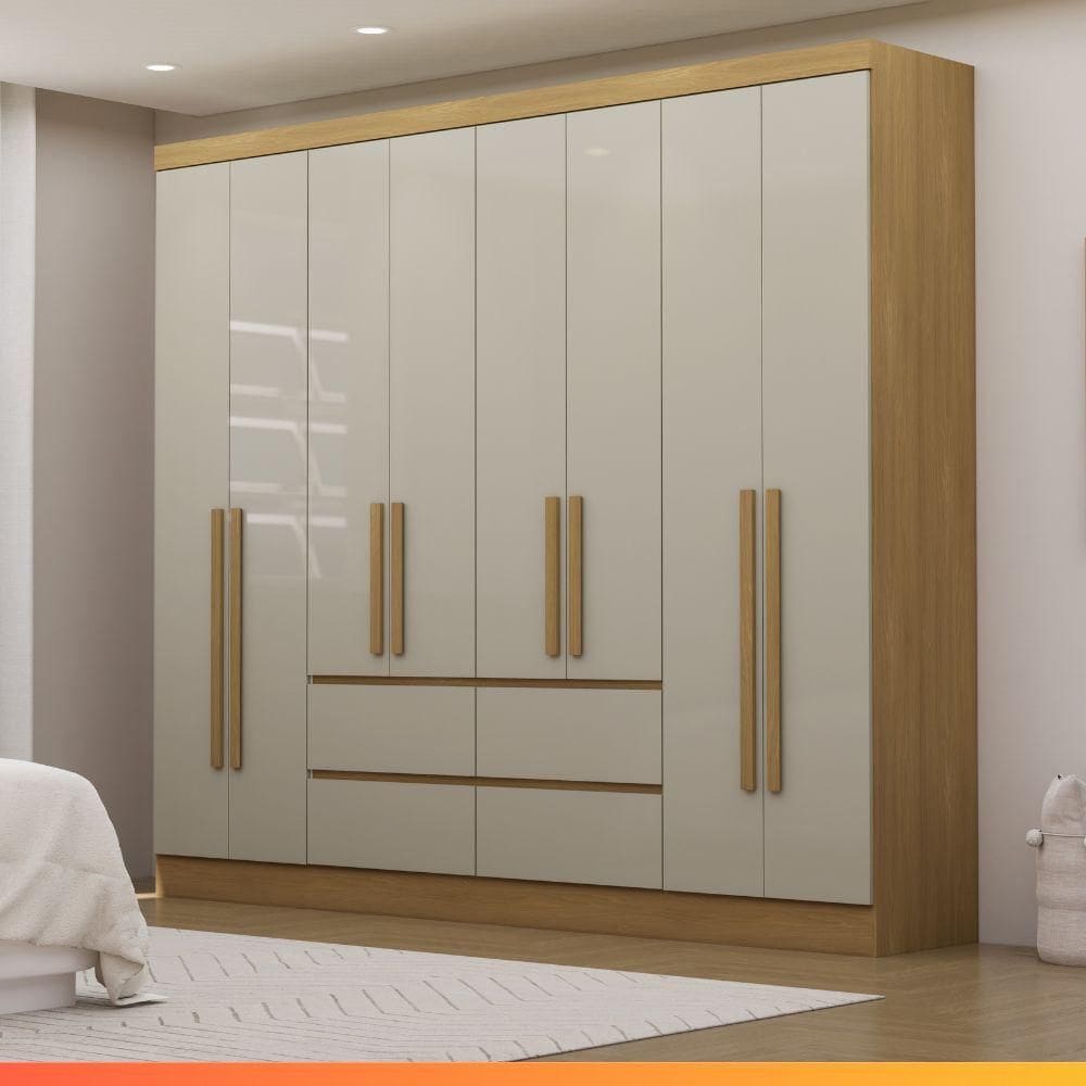 Guarda Roupas Casal 8 Portas 4 Gavetas Turim Luciane