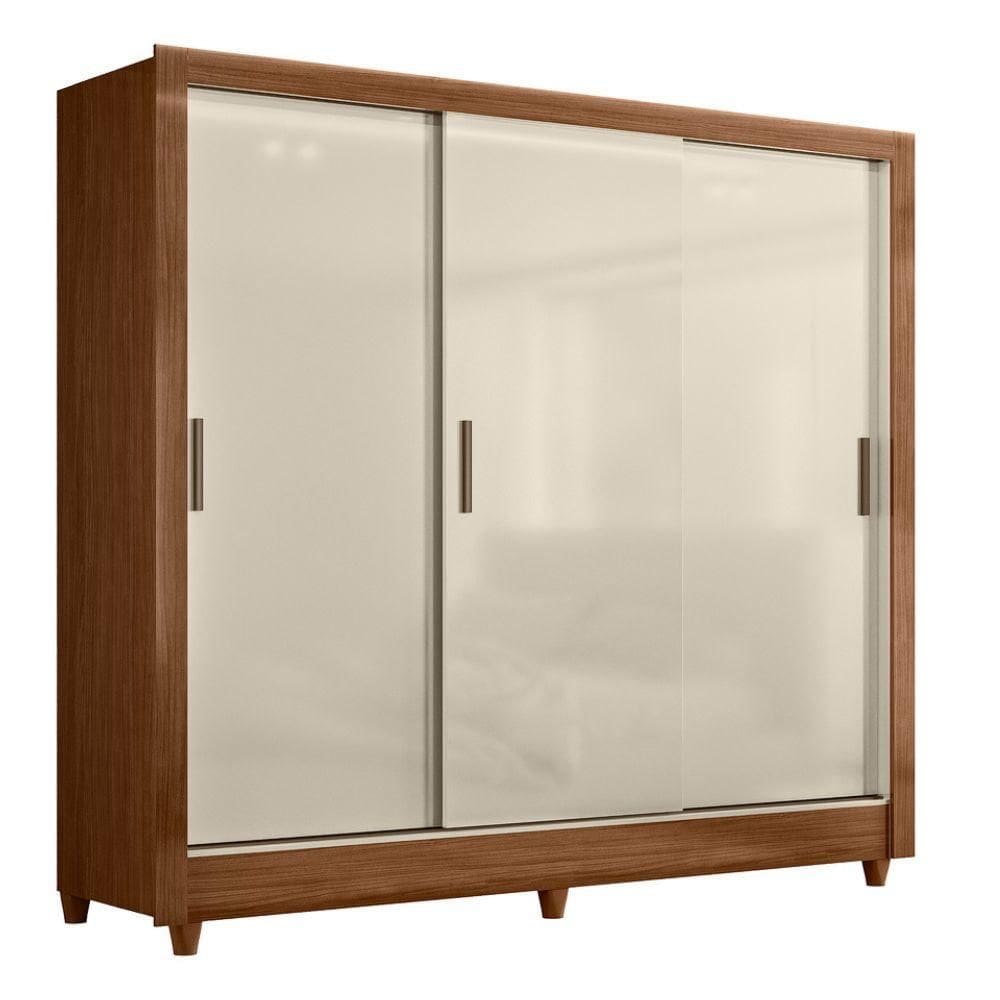 Guarda Roupas Casal Com 3 Portas De Correr 2 Gavetas França Andirá Madeirado/off White