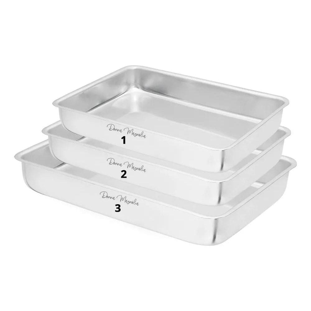 Jogo 3 Forma Assadeira Bolo Torta Retangular 1-2-3 E68
