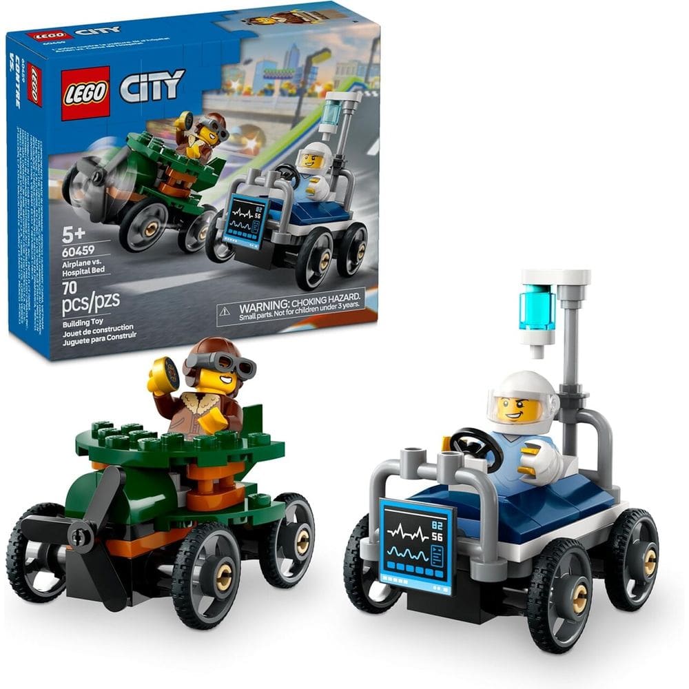 Lego City Carros De Corrida Avião Vs. Leito Hospital 70 Pçs