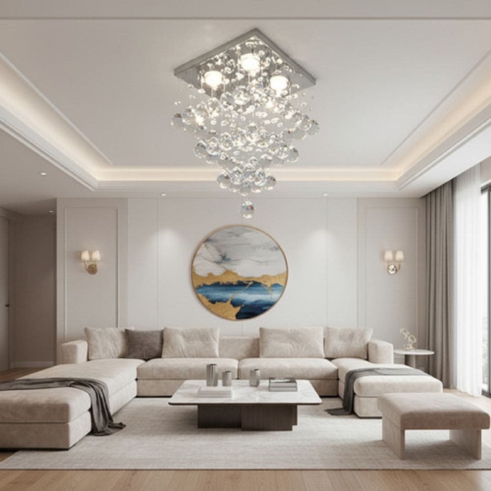 Lustre para sala, quarto, cozinha, sala de janta em cristal k9 base 30x30