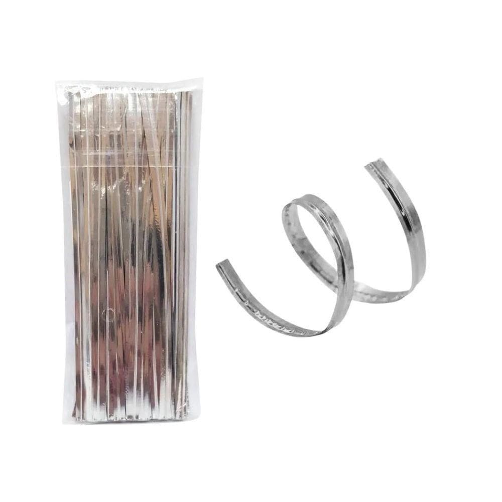 Jogo Fecho Prático Aramado Flexível Prata 100 Unidades 11cm - Magizi