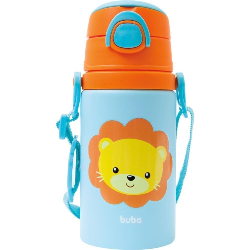 Garrafa De Alumínio Animal Fun Leão 450ml. Fliptop - Buba