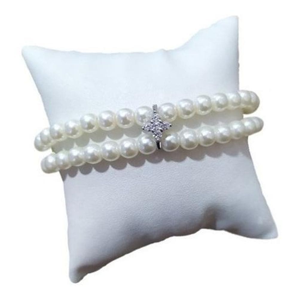 Pulseira Bracelete Prata Zircônia E Pérola Noiva Debutante