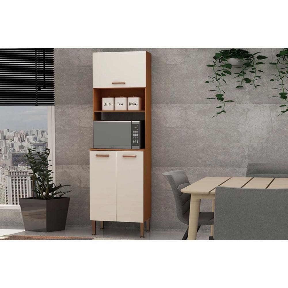 Paneleiro de Cozinha Essência c/ 3 Portas 60cm Freijo/White Laca - Genialflex