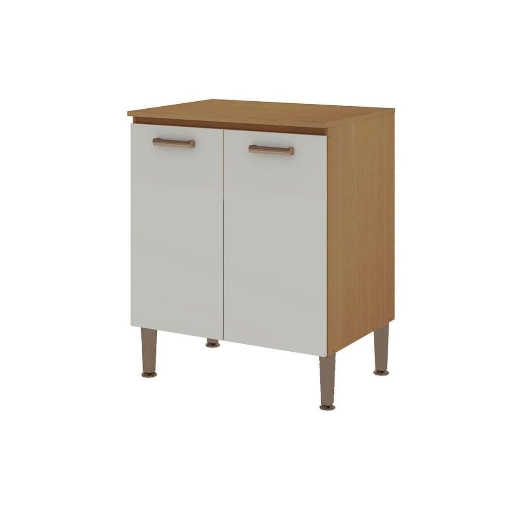 Balcão de Cozinha c/ Tampo Essência c/ 2 Portas 70cm Freijo/White Laca - Genialflex