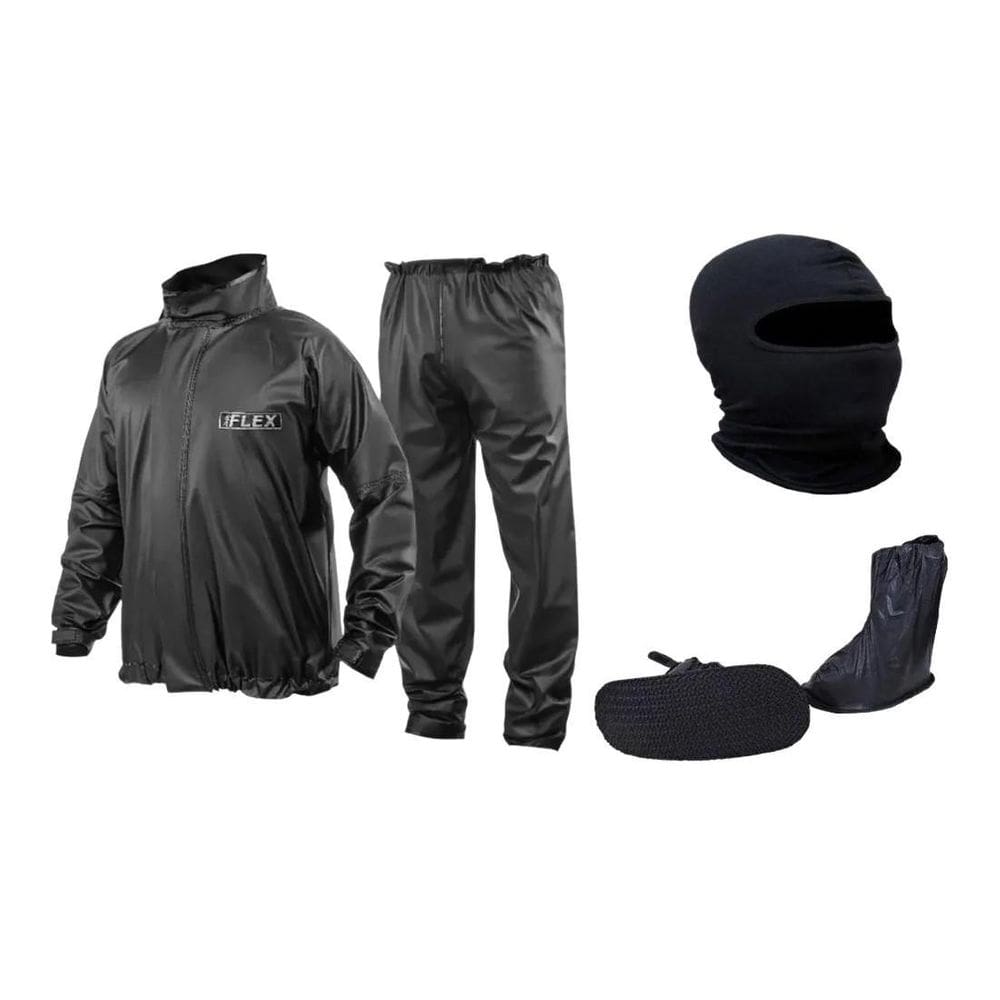Kit Capa Chuva Jaqueta Calça Polaina Piracapas Toca Preta-P
