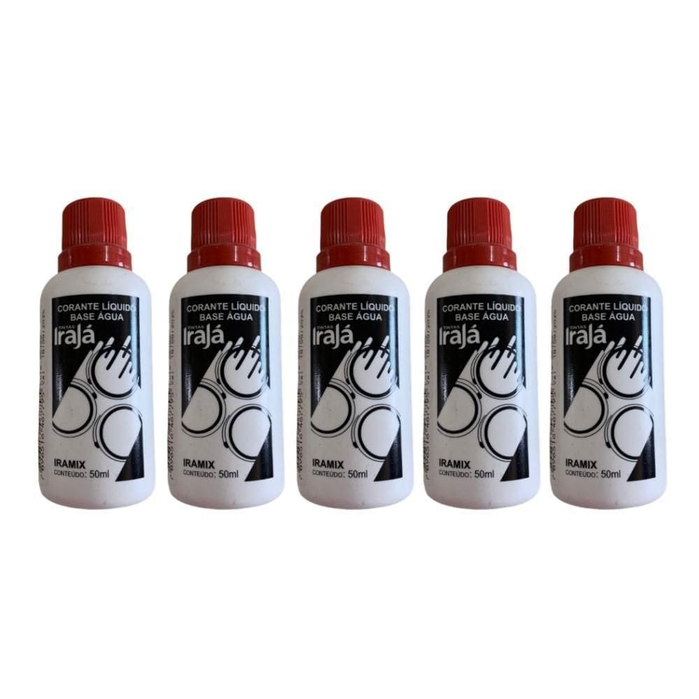 Kit 5 Pigmento Corante Líquido Bisnaga Tinta 50Ml Vermelho