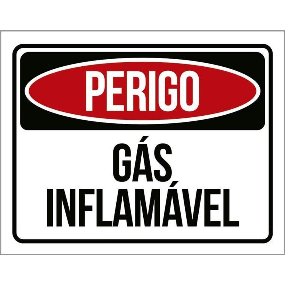 Placa Sinalização - Perigo Gás Inflamável Atenção 27X35