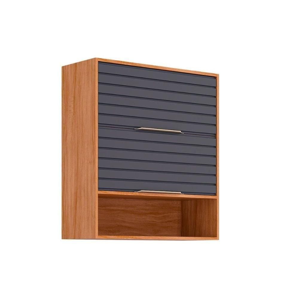 Armário Aéreo Cozinha Modulado Esplendida C- 2 Portas Basculantes 80cm Cinamomo-titanium - Mgm