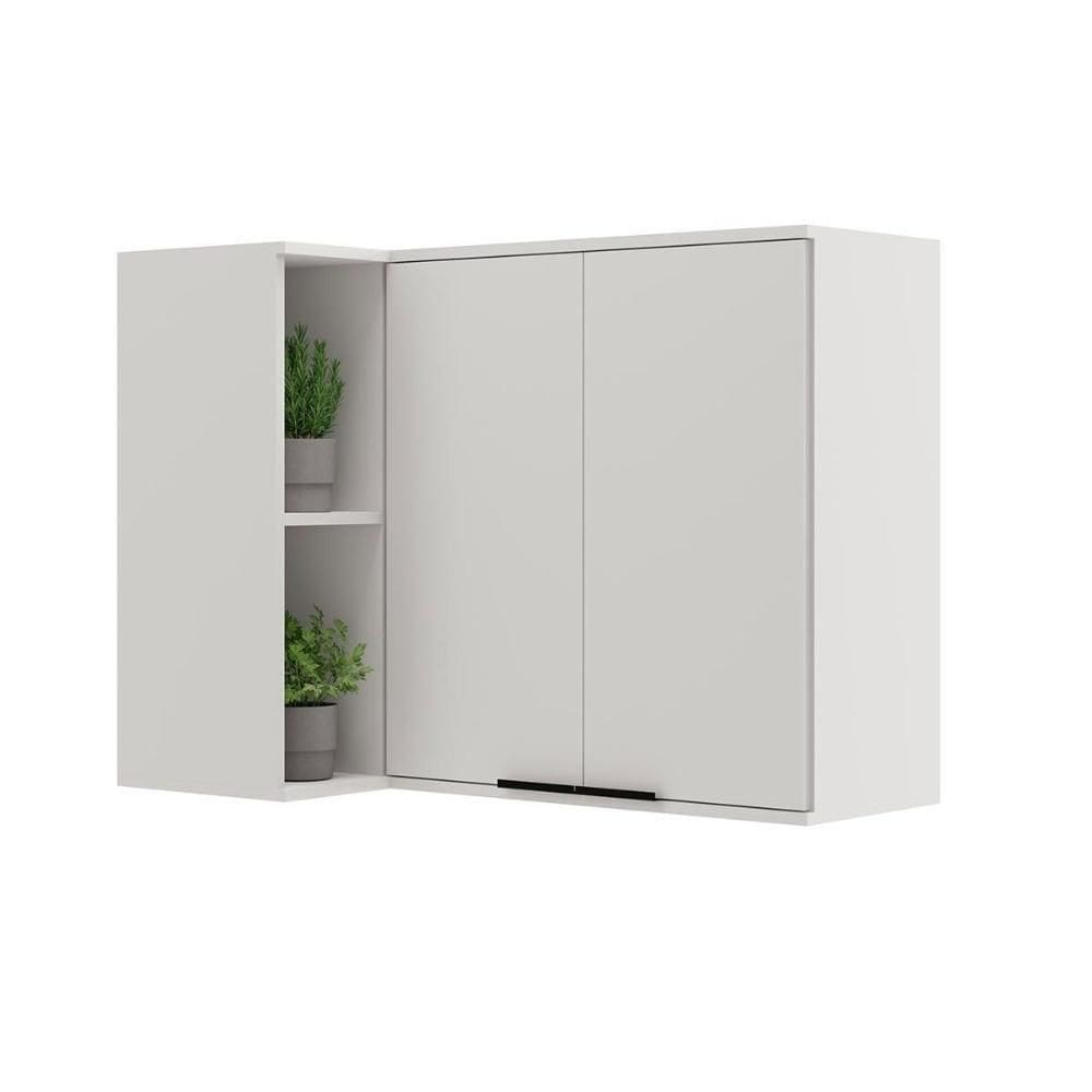 Armário Aéreo Cozinha Modulado Alpha 2505 Canto Reto C- 2 Portas 94cm Branco - Carraro