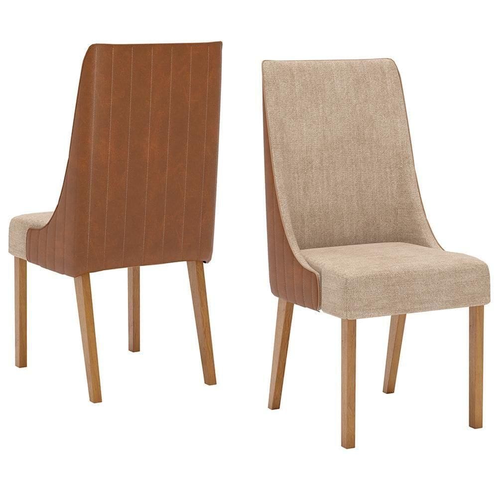 Kit 2 Cadeiras Estofadas Ivy Corano Caramelo Suede Creme Henn Corano Caramelo Suede Creme
