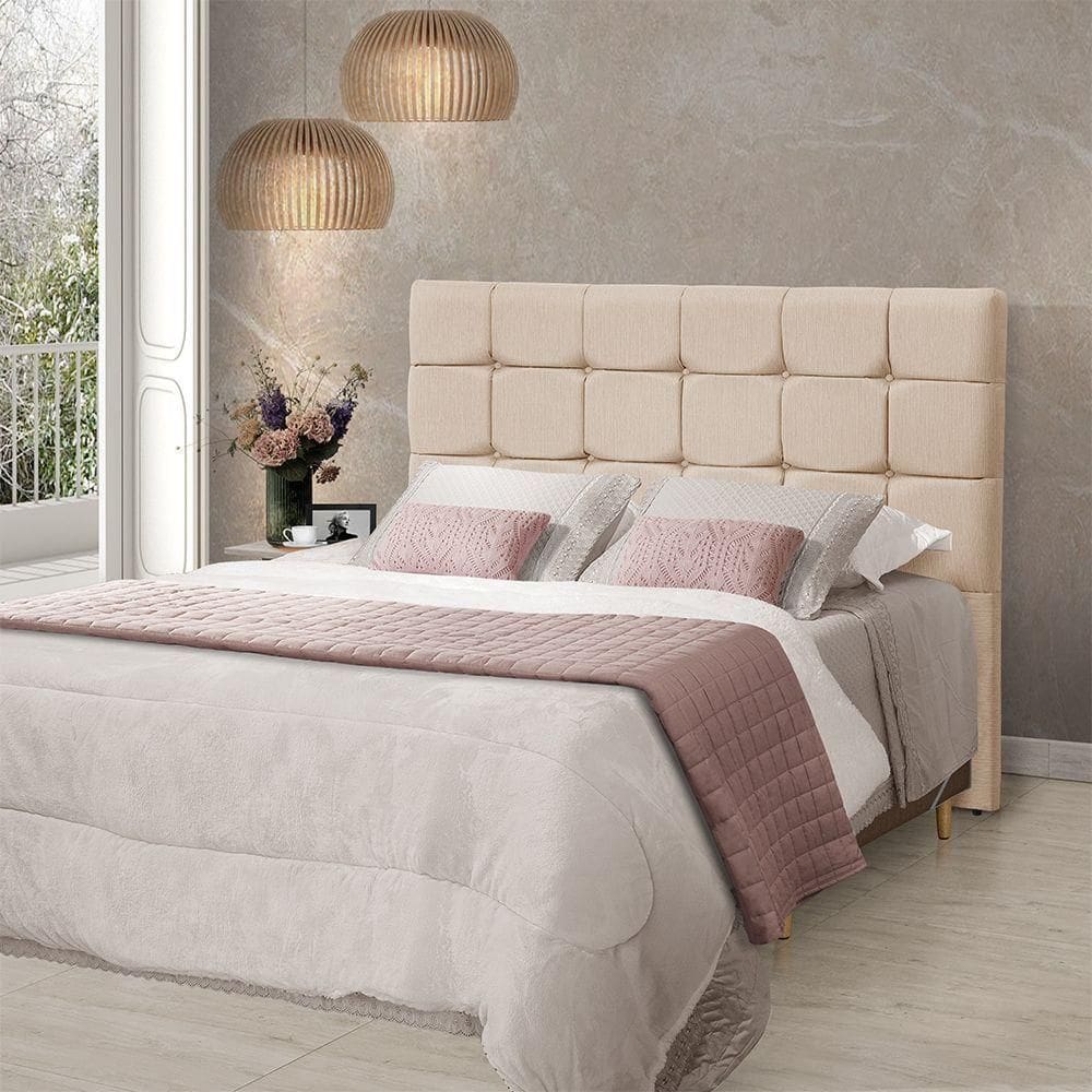 Cabeceira Cama King Estofada 1,93 - Maia Linho Cru