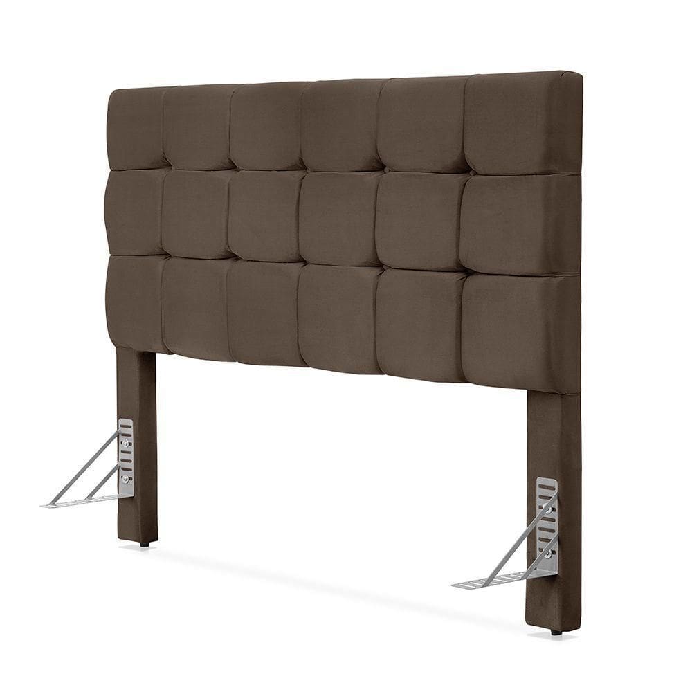 Cabeceira Cama King Estofada 1,93 - Maia Veludo Marrom