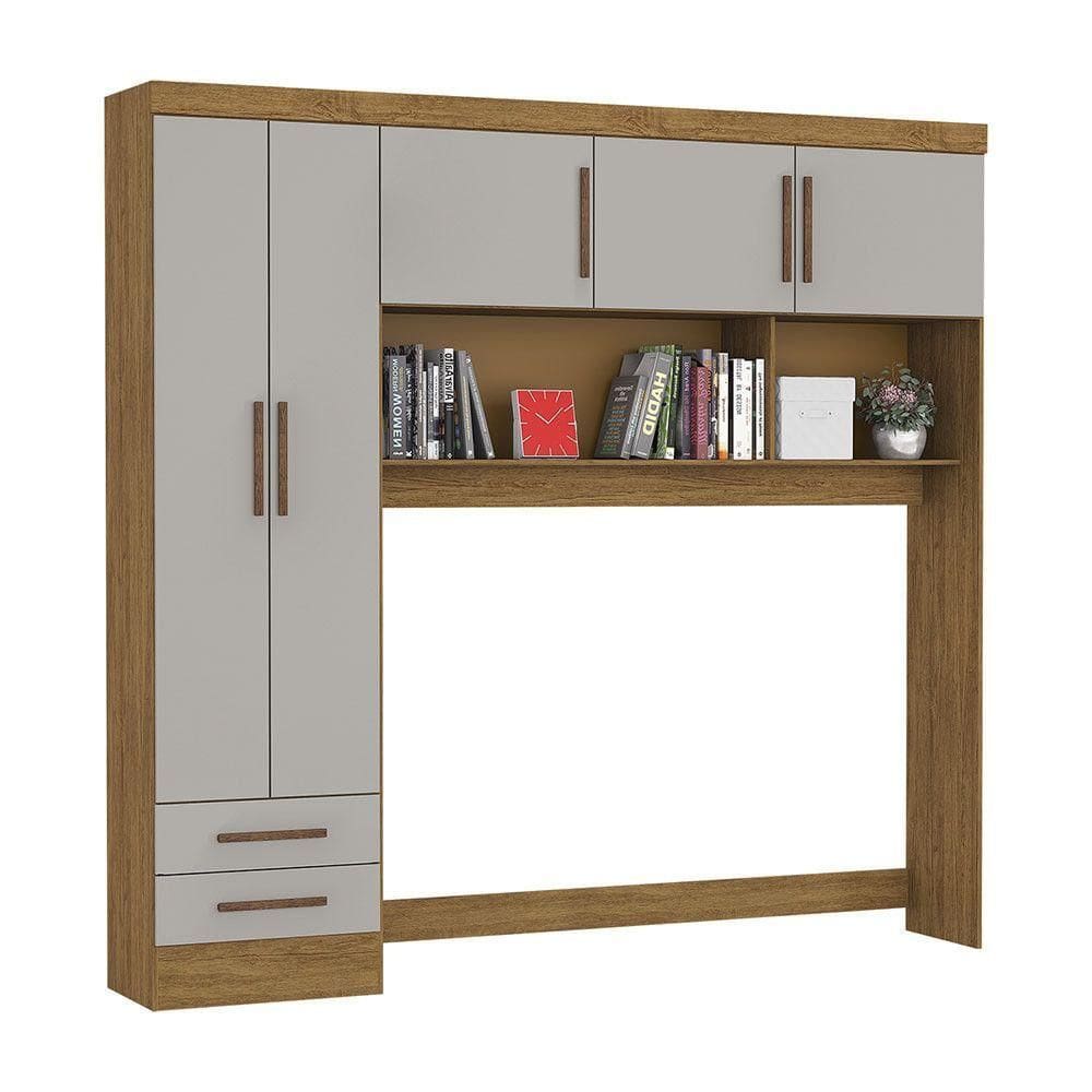 Guarda-roupa Modulado 5 Portas 2 Gavetas Carioca Móveis Cinamomo/off White