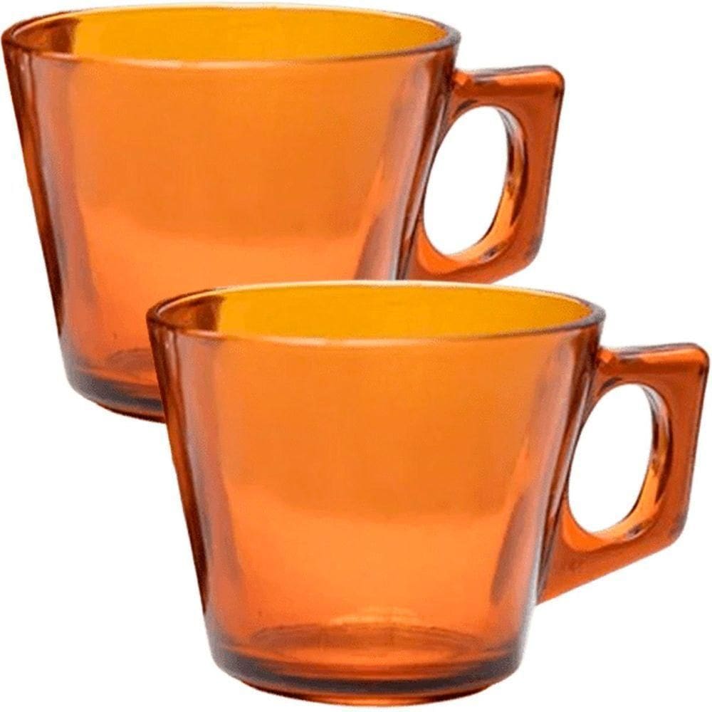 Kit Jogo De Xicaras 8 Pessoas 8pçs âmbar Em Vidro De 180ml