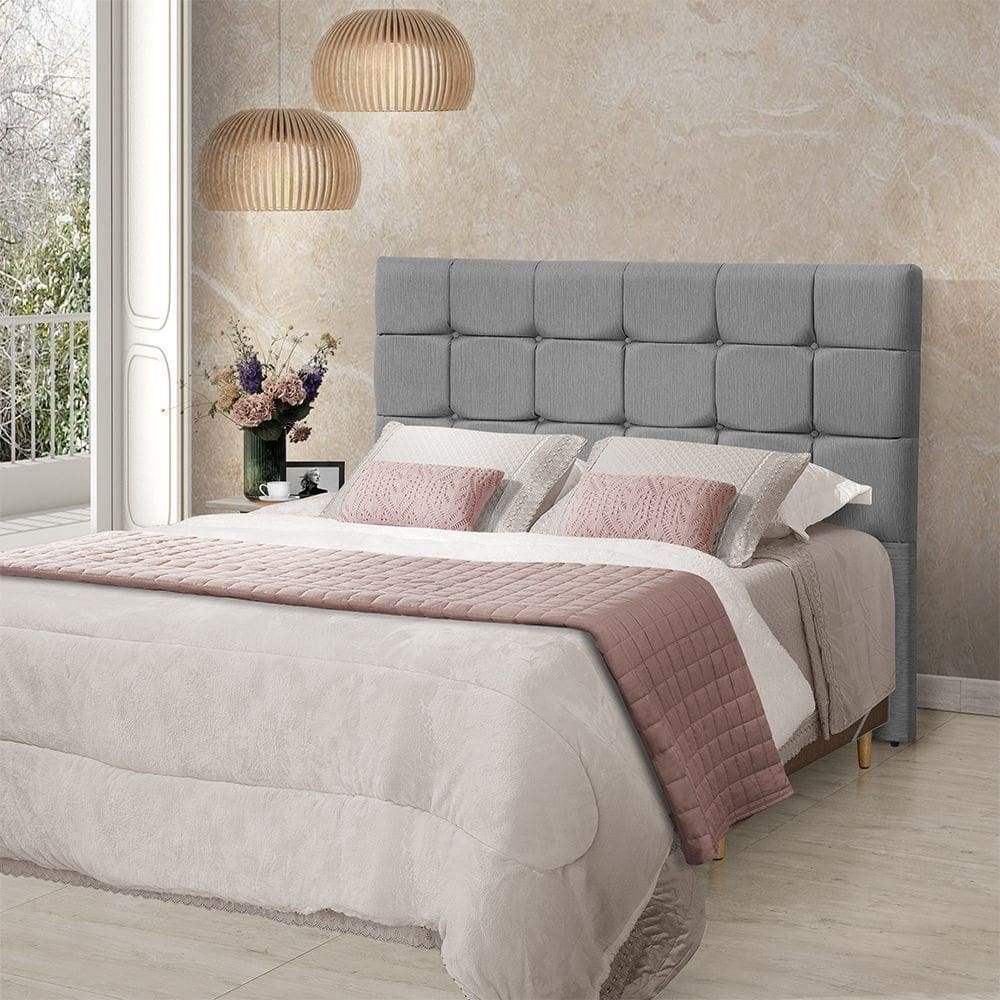Cabeceira Cama King Estofada 1,93 - Maia Linho Cinza