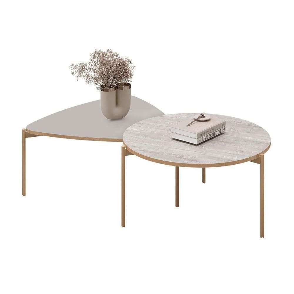 Mesa Centro Sala Iza E Bela Bali-quartzo - Dj Móveis