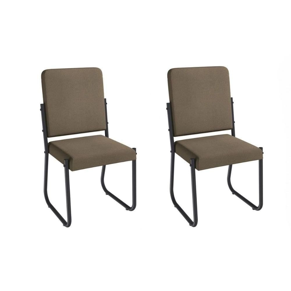 Cadeira Sala De Jantar Sicília 2c139prf Aço Kit 2 Un Preto-suede Cappuccino - Kappesberg
