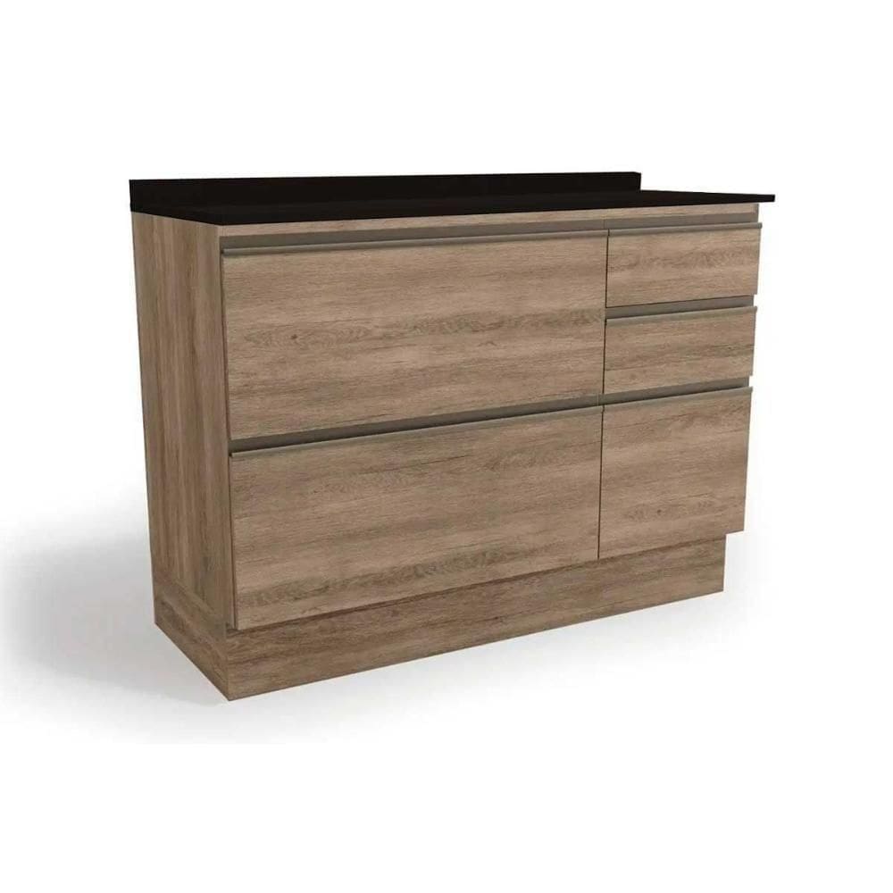 Gabinete P- Pia Cozinha Balcão C- Tampo Maxxi G746 C- 1 Porta E 4 Gavetas 120cm Nogal-preto - Kappesberg