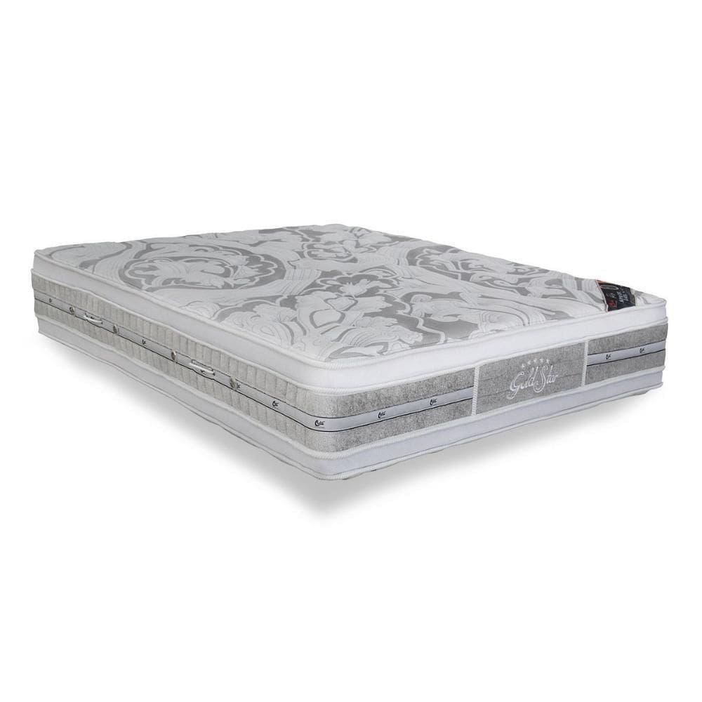 Colchão Queen Espuma Látex Molas Ensacadas Super Luxo Double Face Euro Pillow (158x198x36) - Castor