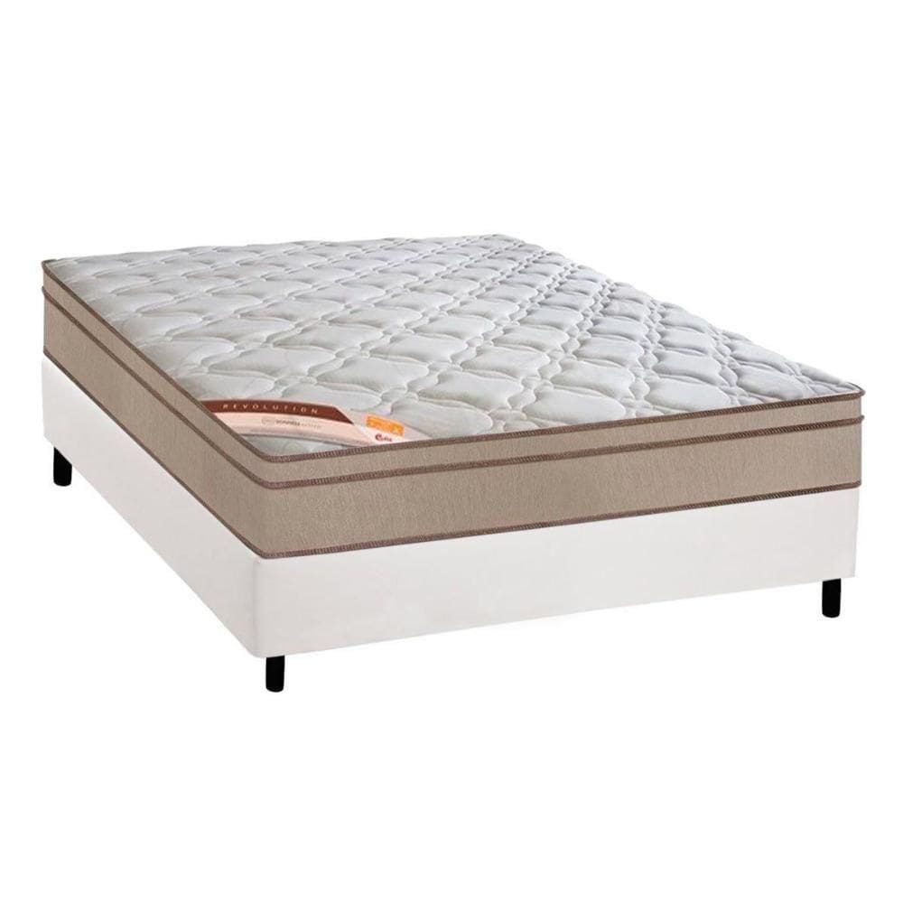 Cama Box Casal: Colchão Molas Ensacadas Castor Revolution Híbrido + Base Crc Courano White (138x188)