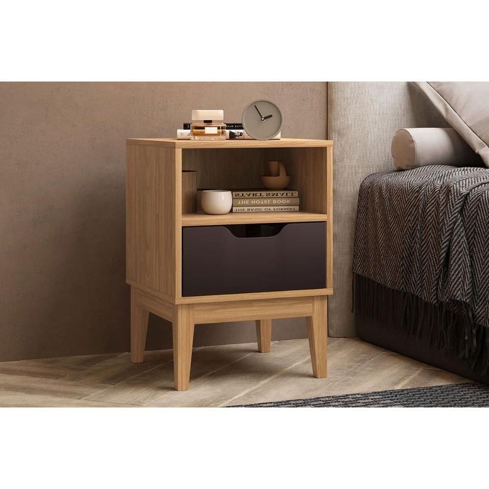 Mesa Cabeceira Mb 1095 C- 1 Gaveta -avelã - Movelbento