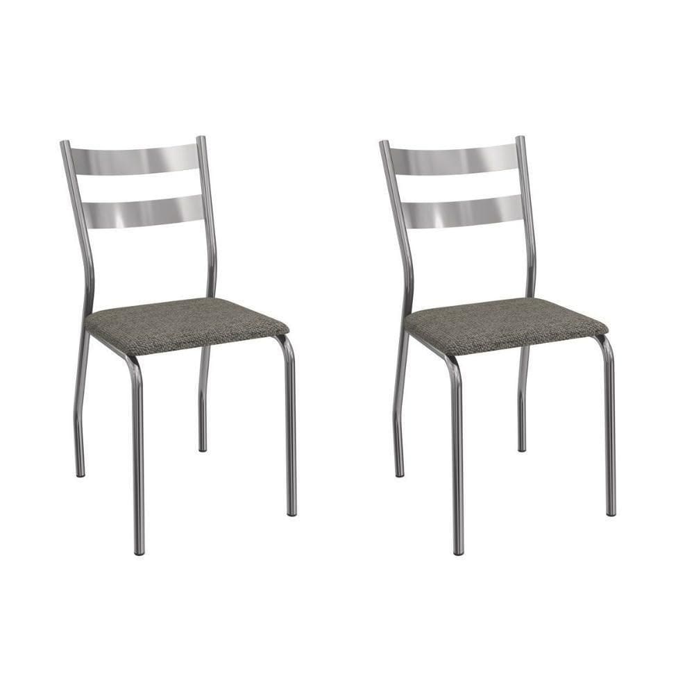 Cadeira Sala De Jantar Bali 2c141cr Aço Kit 2 Un Cromado-linho Escuro - Kappesberg