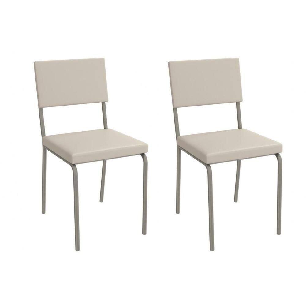 Cadeira Sala De Jantar Zaria 2c128nk Aço Kit 2 Un Niquel-ano Bege - Kappesberg