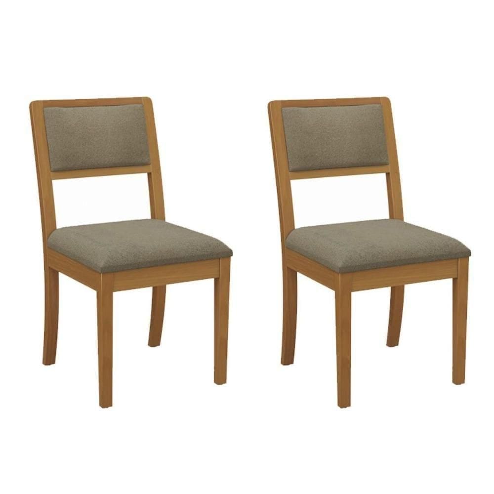 Cadeira Sala De Jantar Alice 2cmm003ca Premium Madeira Maciça Kit 2 Un Carvalho-boucle Bege Fendi - Kappesberg