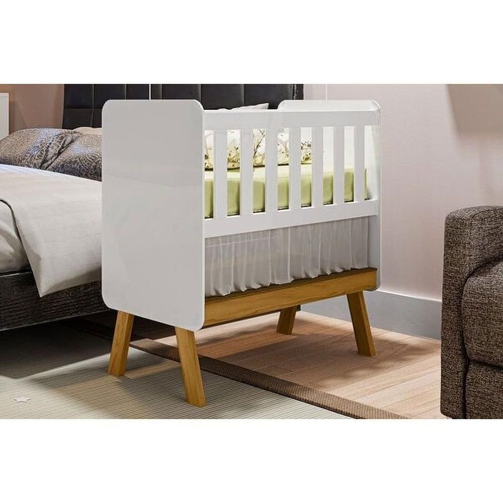 Berço Infantil Mini Guti 3 Em 1 Branco-amendoa - Peroba