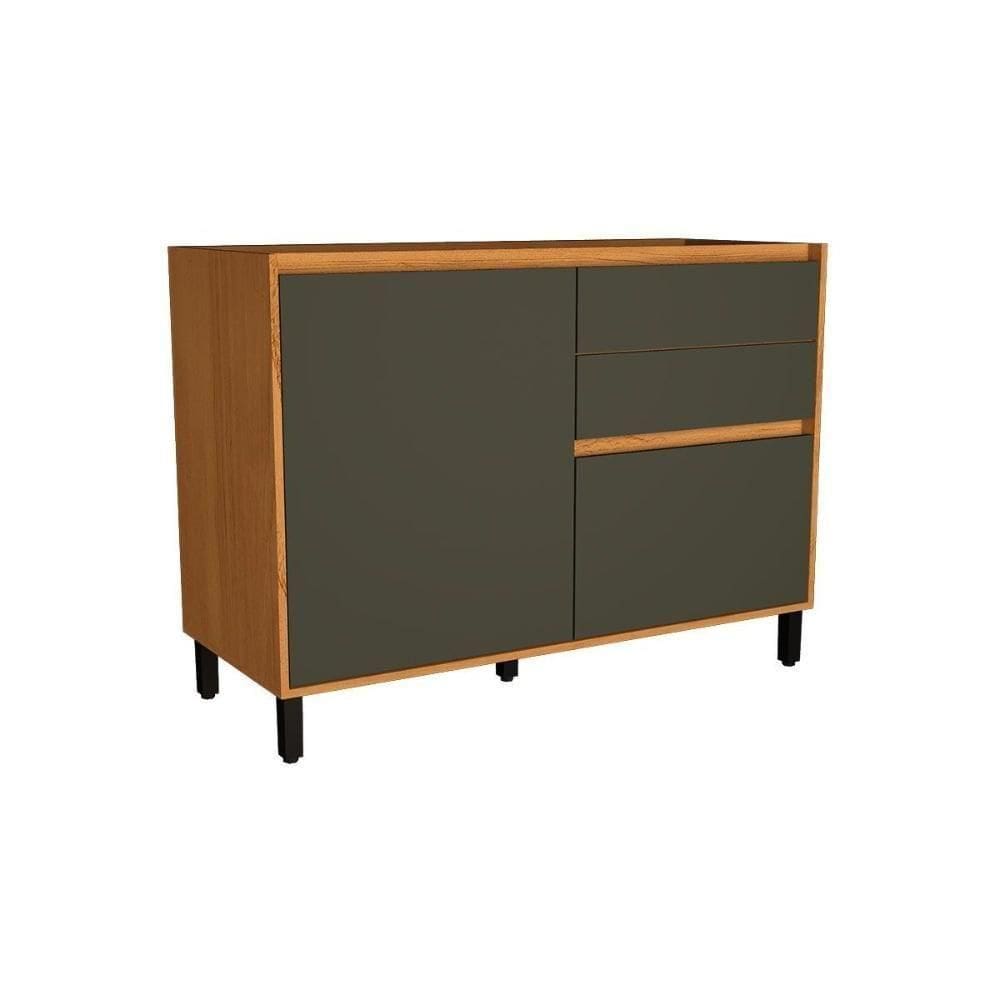 Balcão De Cozinha Denver Ph 3110 C- 1 Porta 1 Porta Tempero E 2 Gavetas S- Tampo 120cm Freijo Rocks-grafite - Herval