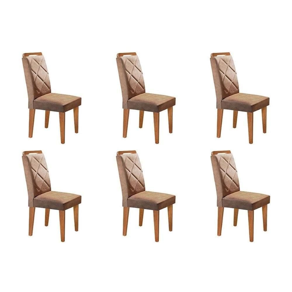 Kit 6 Cadeiras De Cozinha Melissa 6 Un Capuccino-linho Bege Turim - Rufato