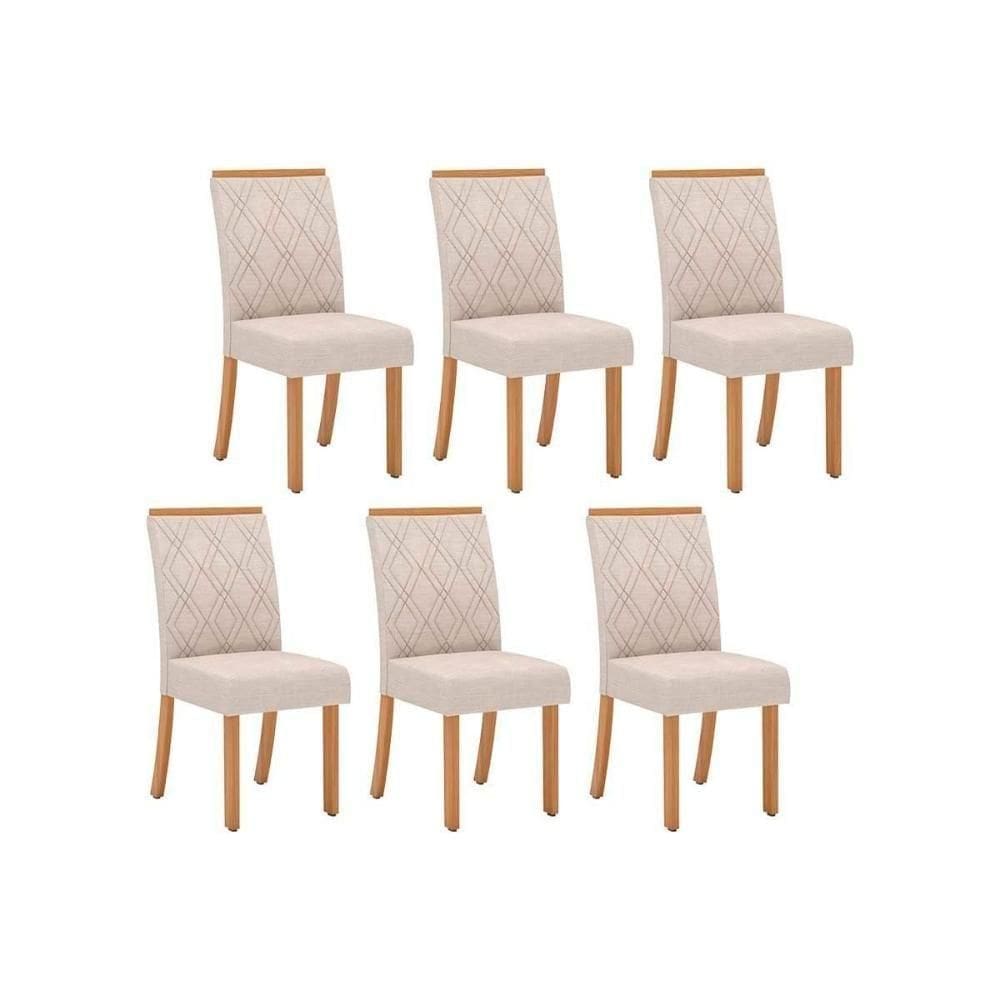 Cadeira De Cozinha Vita Kit 6 Uni Nature-suede Light Linho - Henn
