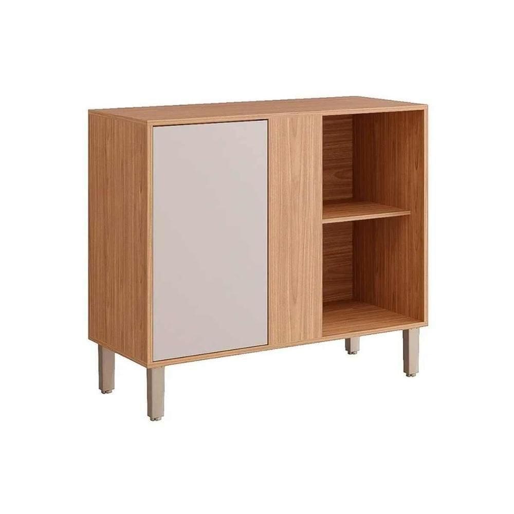 Balcão De Cozinha Modulado C- Tampo Divina De Canto C- 1 Porta 92cm Cinamomo-off White - Mgm