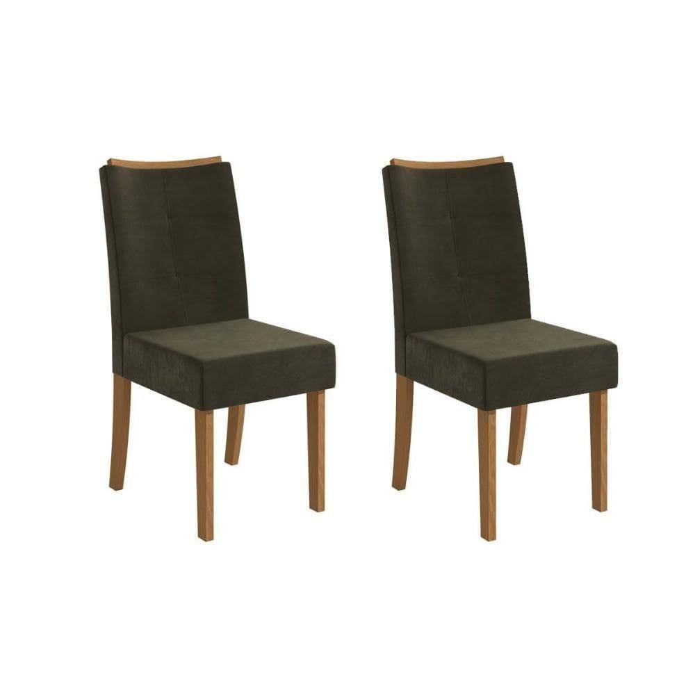 Cadeira Sala De Jantar Elva 2cad162 Madeirado Kit 2 Un Canela-suede Grafite - Kappesberg