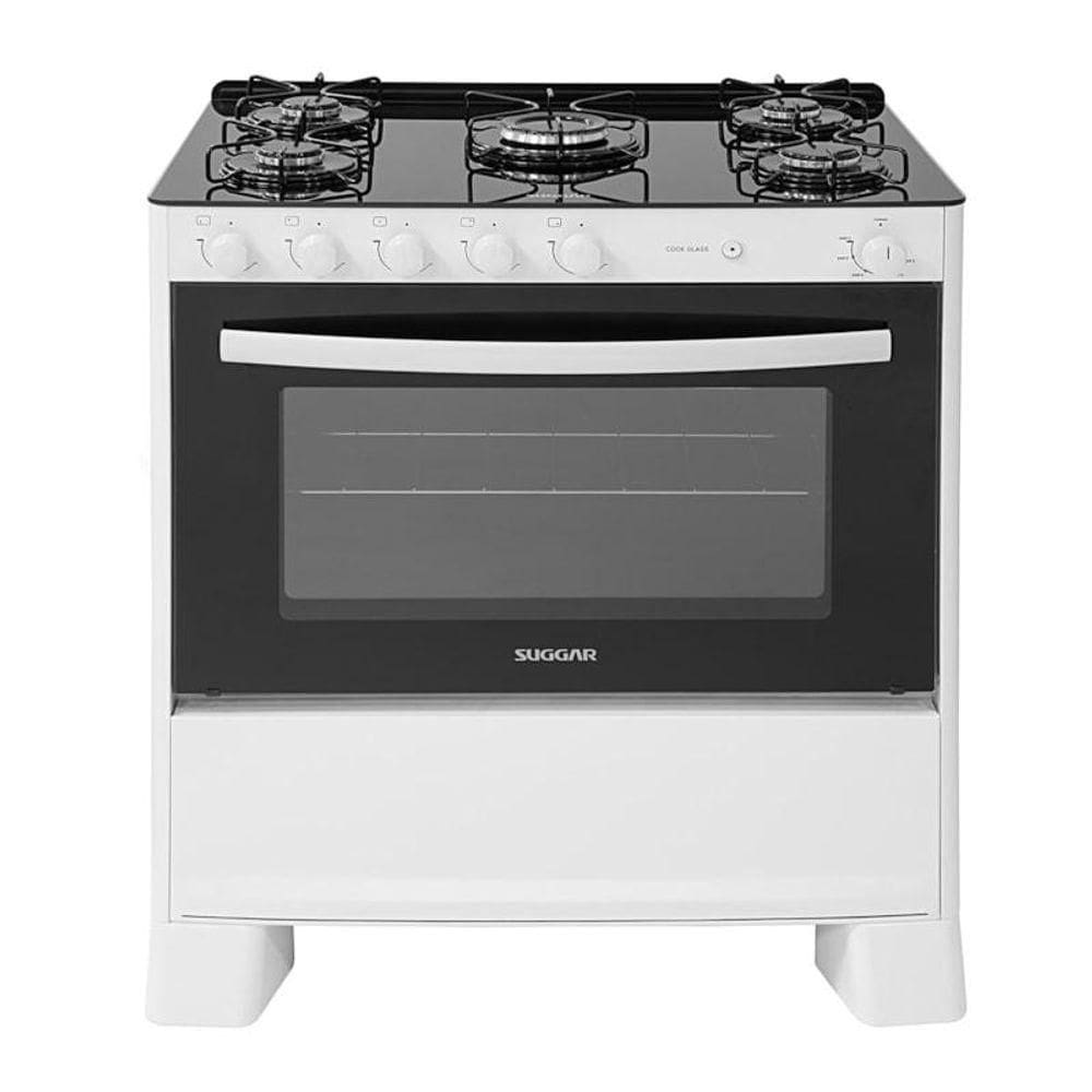 Fogão Cook Glass 5 Queimadores Branco Bivolt Fgvcg510br Suggar Bivolt