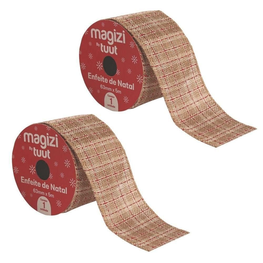 Kit 2 Fitas Aramada Xadrez Chanel Rolo 63mm X 5 Metros - Magizi