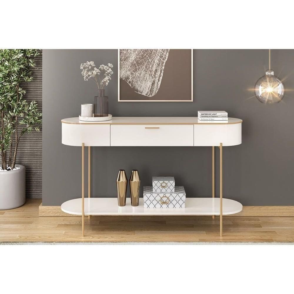 Aparador De Sala Jantar Caren C- 1 Gaveta Off White-off White - Dj Móveis