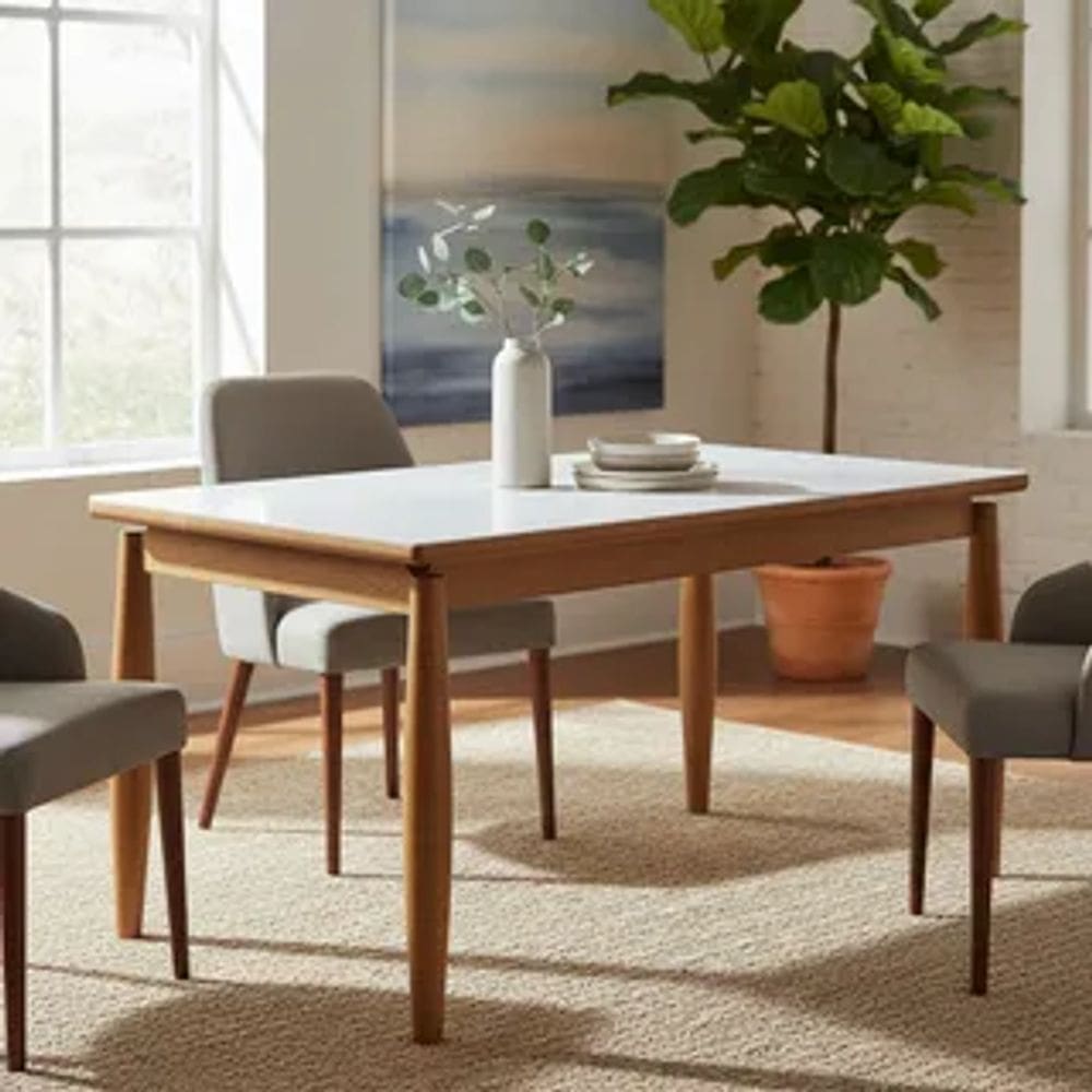 Mesa de Jantar 180 x 0,90 com Vidro November Gold Salas