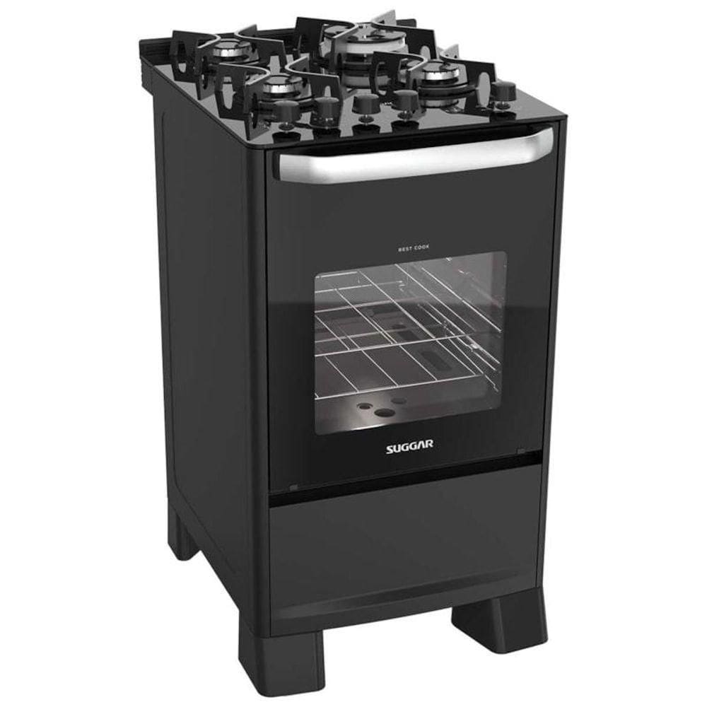 Fogão De Piso Best Grill Mesa De Vidro 4 Queimadores Preto 220V