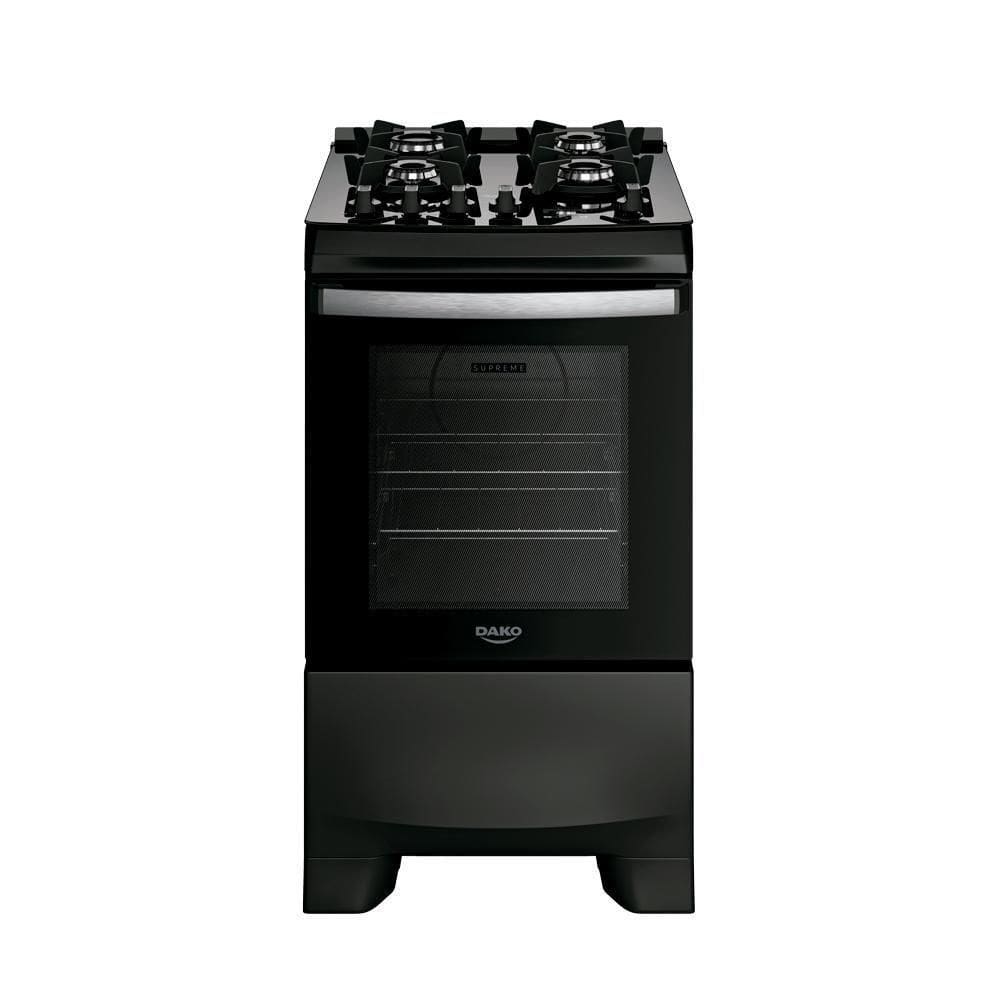 Fogão 4 Bocas Dako Supreme Black Digital Mesa Vidro Bivolt