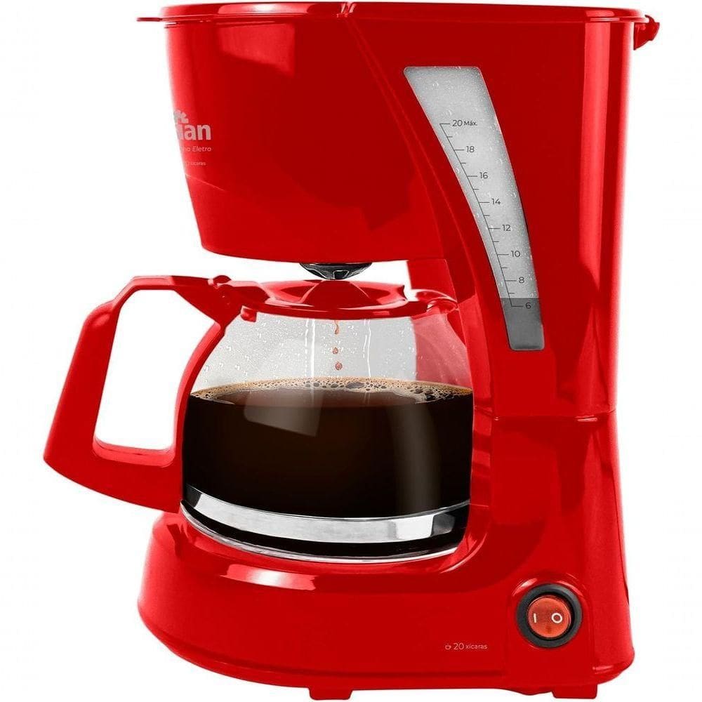 Cafeteira Elétrica Kian 600W 20 Xícaras Dosador Vermelha 110