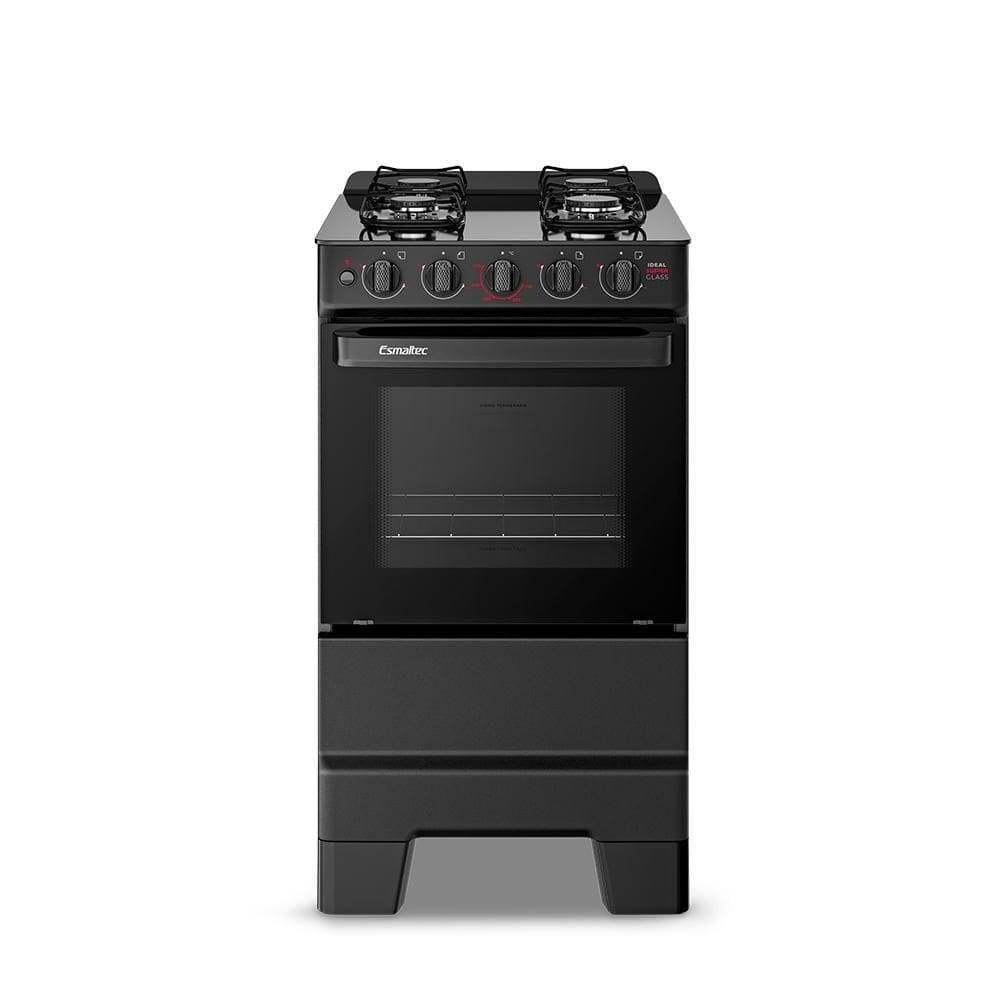 Fogão A Gás Mesa Vidro E Forno 50L Limpa Fácil Esmaltec Ideal Super Glass Preto 4 Bocas Bivolt