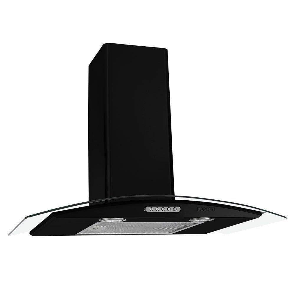 Coifa De Parede 70cm Vidro Curvo Duto Slim Fogatti Black 220V