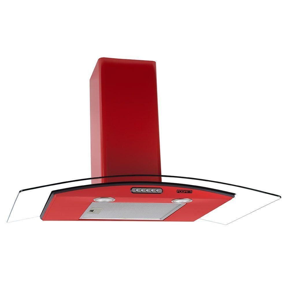 Coifa De Parede 90cm Vidro Curvo Slim Fogatti Vermelho 110V