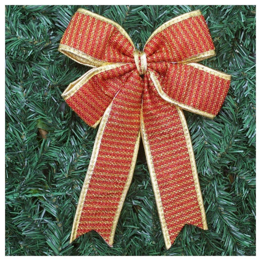 Kit 10 Enfeite árvore Natal Laço Vermelho E Dourado 30 Cm